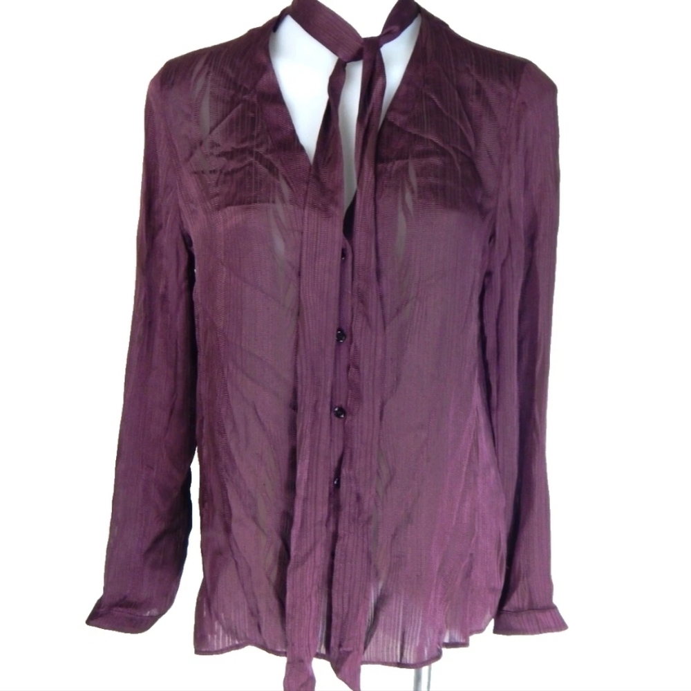Akris Sheer Tie Neck Silk Blend Top